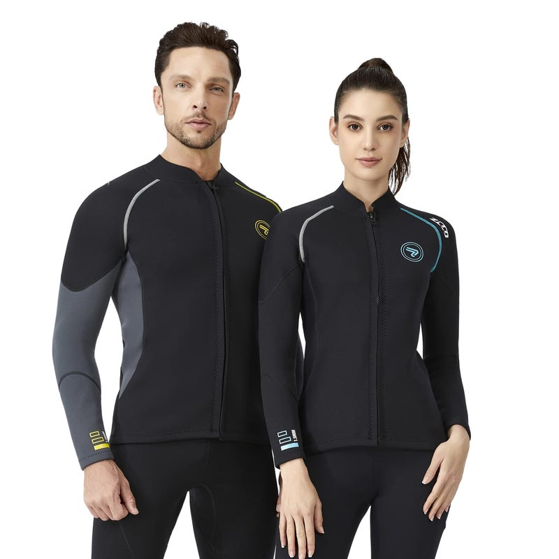 ZCCO Wetsuit Top Men's 1.5mm Neoprene Wetsuits Jacket,Front Zipper Long Sleeves Diving Suit for Scuba,Snorkeling,Diving Swimming,Surfing (Black, XXXX-Large) - Image 4